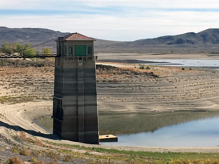 Lahontan water level extremely low due to drought conditions