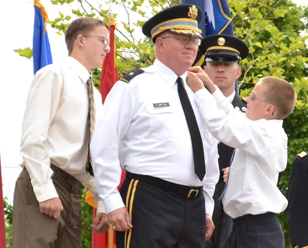 Todd Plimpton is promoted to brigadier general in the Oregon Army National Guard in April 2012.