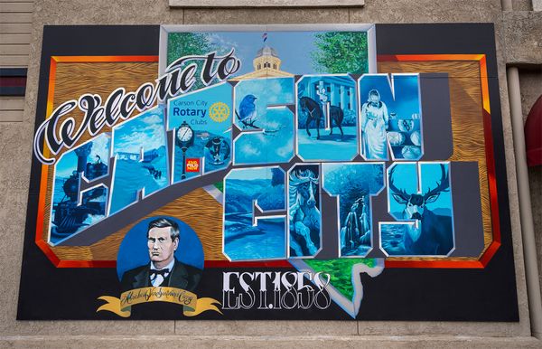 A new outdoor public mural hangs on the north facing wall of the Carson City Visitors Center.