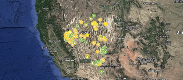A map of projects supported by Conserve Nevada efforts.