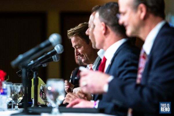 Republican candidates for Nevada governor at a GOP debate on Jan. 6, 2022 in Reno, Nev. Image: Ty O'Neil / This Is Reno