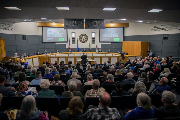 Many people attended the Washoe Board of County Commissioners meeting March 22, 2022 to provide public comment on a resolutio